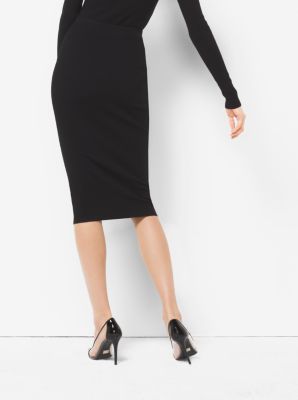 Stretch-Viscose Pencil Skirt in BLACK | Michael Kors