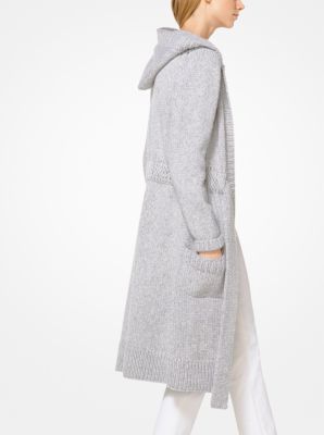 Cardigan peignoir en tweed de cachemire