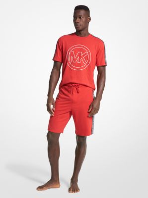 Shorts aus Baumwollmischgewebe mit Logostreifen