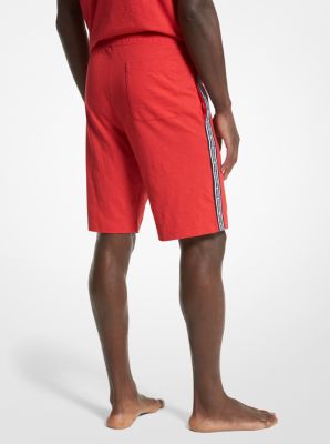Shorts aus Baumwollmischgewebe mit Logostreifen