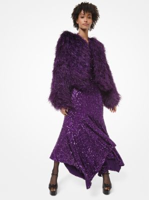 michael kors purple fur coat