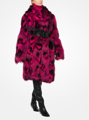 Leopard Intarsia Fox and Mink Coat