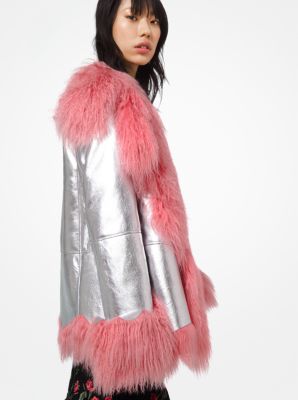 Michael kors pink fur hot sale coat