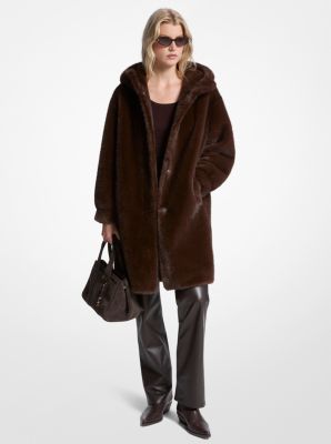 MK Mantel Mit Kapuze Aus Kunstpelz - Braun