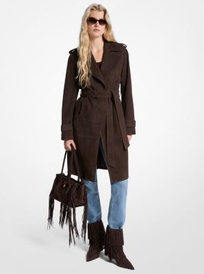 MK Trenchcoat Aus Wildleder - Braun