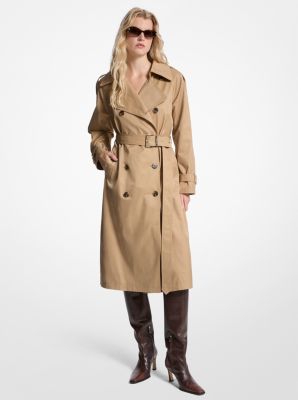 Trench in misto cotone con cintura