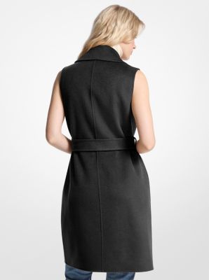 Gilet cache-cœur ceinturé en mélange de laine