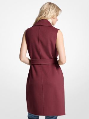 Gilet cache-cœur ceinturé en mélange de laine