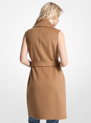 Gilet cache-cœur ceinturé en mélange de laine
