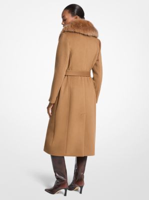 Faux Fur Trim Wool Blend Coat