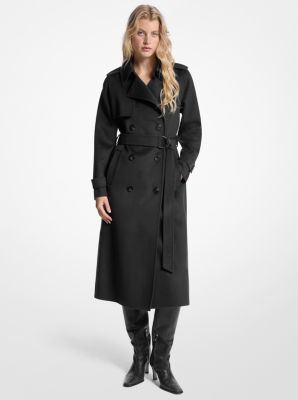 MK Mantel Aus Wollmischgewebe Mit Gürtel - Schwarz