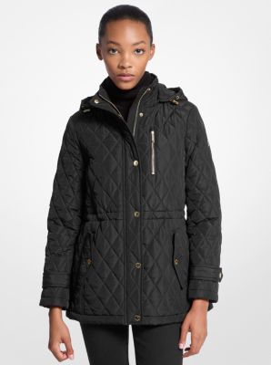 Michael Kors Quilted Hooded Jacket In Black