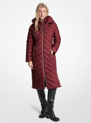 MK Komprimierbarer 2-In-1-Mantel Aus Abgestepptem Nylon - Rot