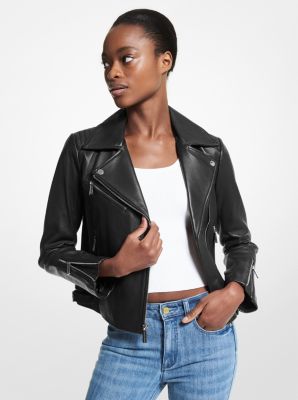 Michael kors shop cropped leather jacket