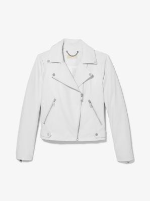 Michael kors white leather on sale jacket