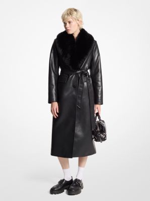 Faux Fur Trim Robe Coat