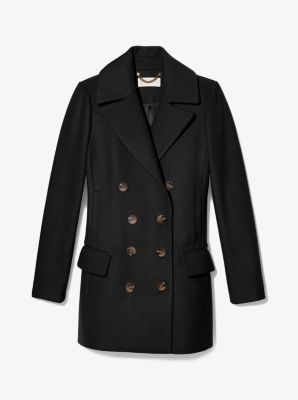 Wool blend double breasted peacoat michael hot sale kors