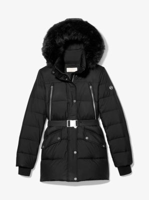 michael michael kors quilted nylon and faux fur puffer