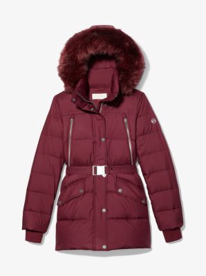 michael michael kors quilted nylon and faux fur puffer