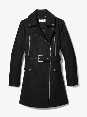 Michael kors zip on sale front wool coat