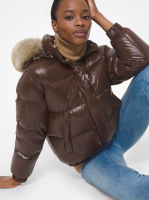 Michael kors brown puffer jacket hotsell