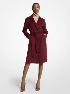 Total 49+ imagen michael kors burgundy wool coat