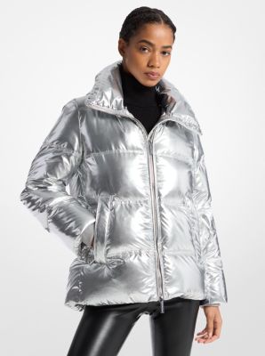 Quilted Puffer Jacket With Faux Fur Collar