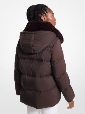 Quilted Puffer Jacket With Faux Fur Collar image number 1