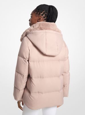 Quilted Puffer Jacket With Faux Fur Collar image number 1