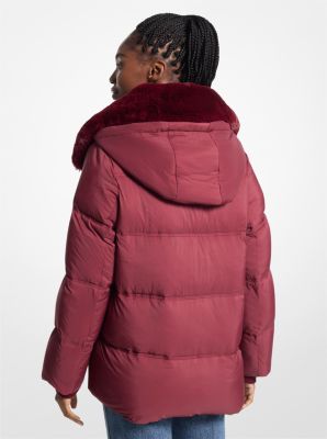 Quilted Puffer Jacket With Faux Fur Collar