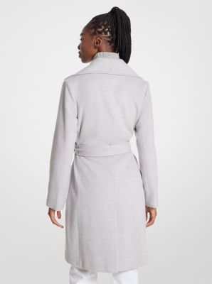 Wool Blend Wrap Coat in PEARL GREY | Michael Kors
