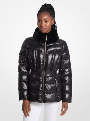 Packable Quilted Nylon and Faux Fur Trim Puffer Jacket image number 0