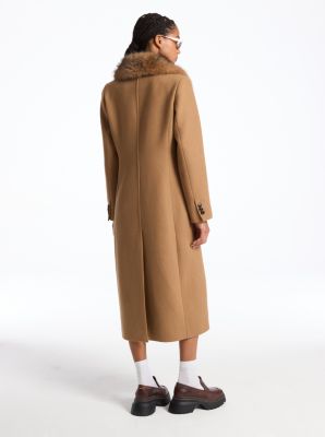 Faux Fur Collar Wool Blend Coat image number 1