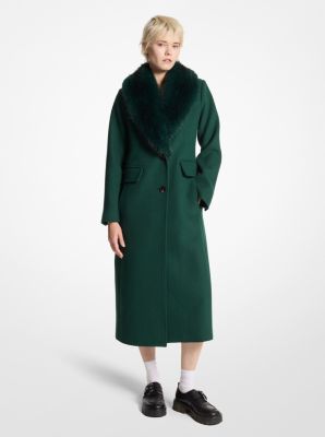 Faux Fur Collar Wool Blend Coat image number 0