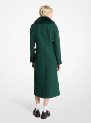 Faux Fur Collar Wool Blend Coat image number 1