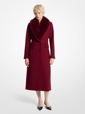 Faux Fur Collar Wool Blend Coat image number 0