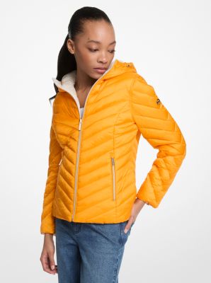 Chevron Logo Print Quilted Nylon Reversible  Jacket