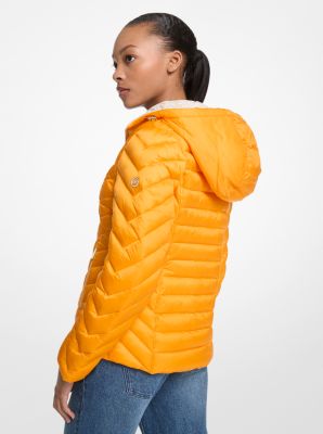 Chevron Logo Print Quilted Nylon Reversible  Jacket