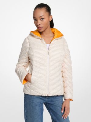 Chevron Logo Print Quilted Nylon Reversible  Jacket