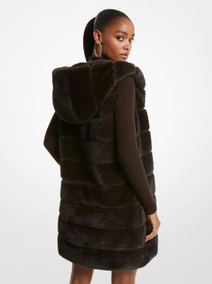 Quilted Faux Fur Hooded Vest