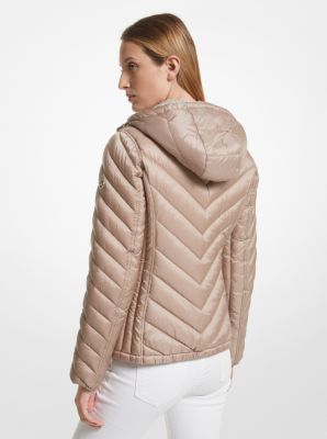Thumbnail - MK Komprimierbare, Wendbare Daunenjacke Aus Abgestepptem Nylon Mit Signature-Logo - Goldton - Michael Kors
