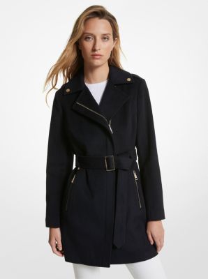 Michael Kors Wool Blend Belted Coat In Blue