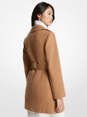 Michael kors wool blend officer's coat best sale