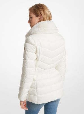 Michael michael kors quilted down and store faux fur parka