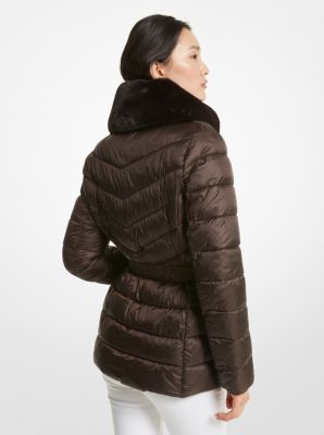 Michael kors quilted nylon and faux fur on sale puffer