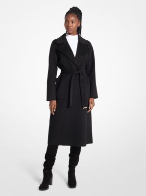 Michael kors belted wool blend coat on sale