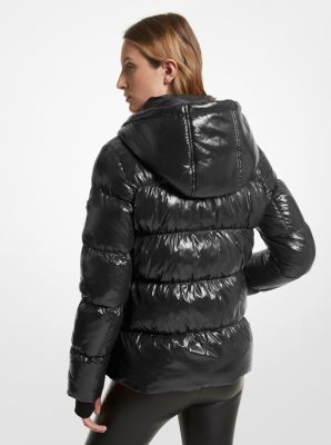 Quilted nylon hooded puffer jacket online