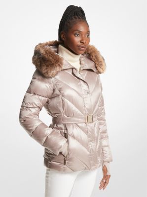 Faux fur trim jacket womens best sale