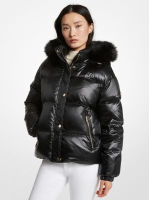 Down jacket faux fur 2024 hood