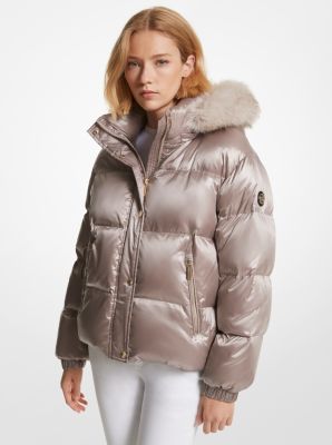 Michael kors faux fur trim store quilted coat